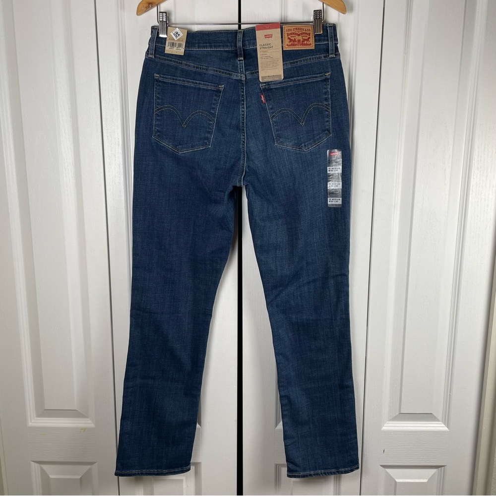 Levi's Classic Straight Jeans Women’s 10 Blue (W30 L30) Mid Rise Hypersoft Denim - Picture 4 of 14